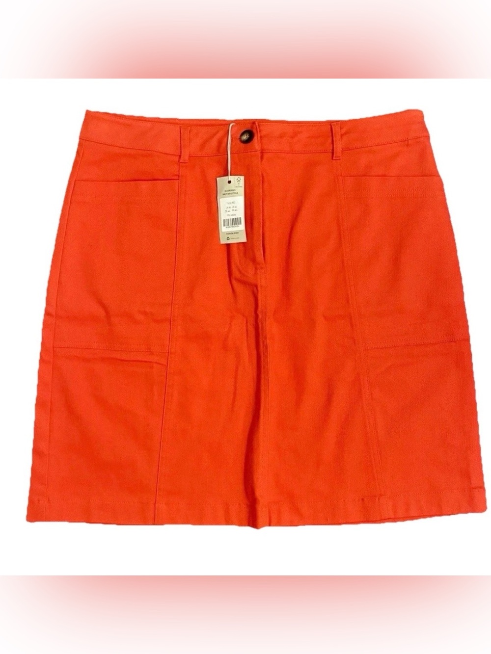 NWT Boden Bright Red Orange Pencil Skirt 14L